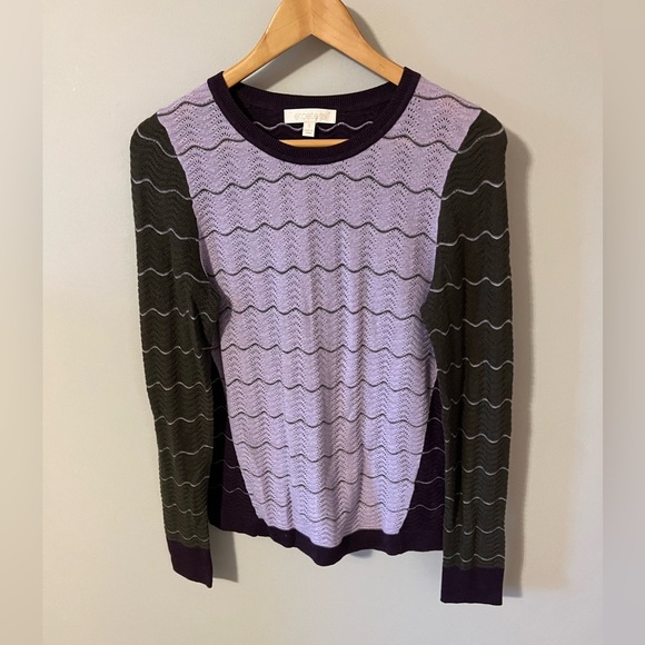 Etcetera Zig Zag Cashmere Blend Sweater Purple Green Small Mixed Media - Picture 1 of 8